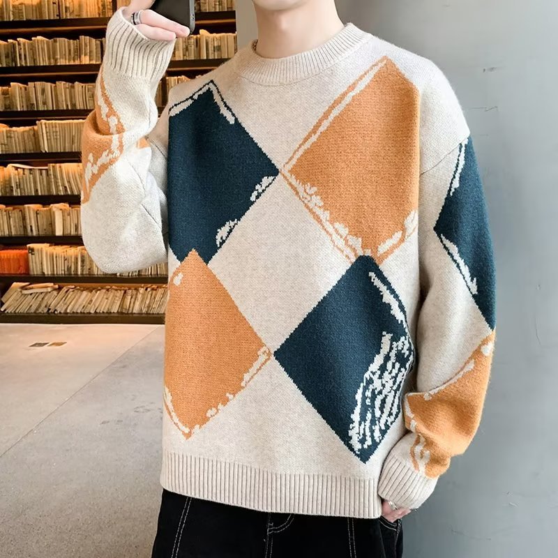 Casual Autumn And Winter Thickened Sweater Men's Round Neck Lazy Trendy Bottoming Shirt