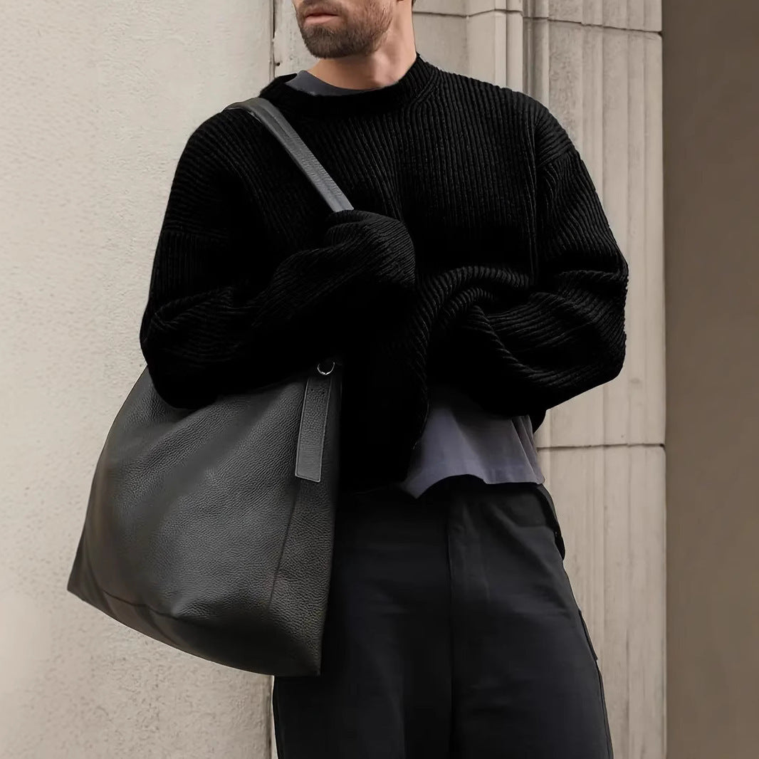 Men's Long Sleeve Casual British Round Neck Pullover Knitted Sweater