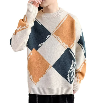 Casual Autumn And Winter Thickened Sweater Men's Round Neck Lazy Trendy Bottoming Shirt