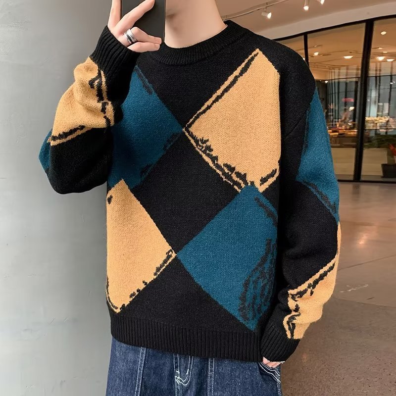 Casual Autumn And Winter Thickened Sweater Men's Round Neck Lazy Trendy Bottoming Shirt