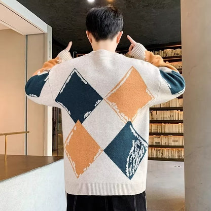 Casual Autumn And Winter Thickened Sweater Men's Round Neck Lazy Trendy Bottoming Shirt